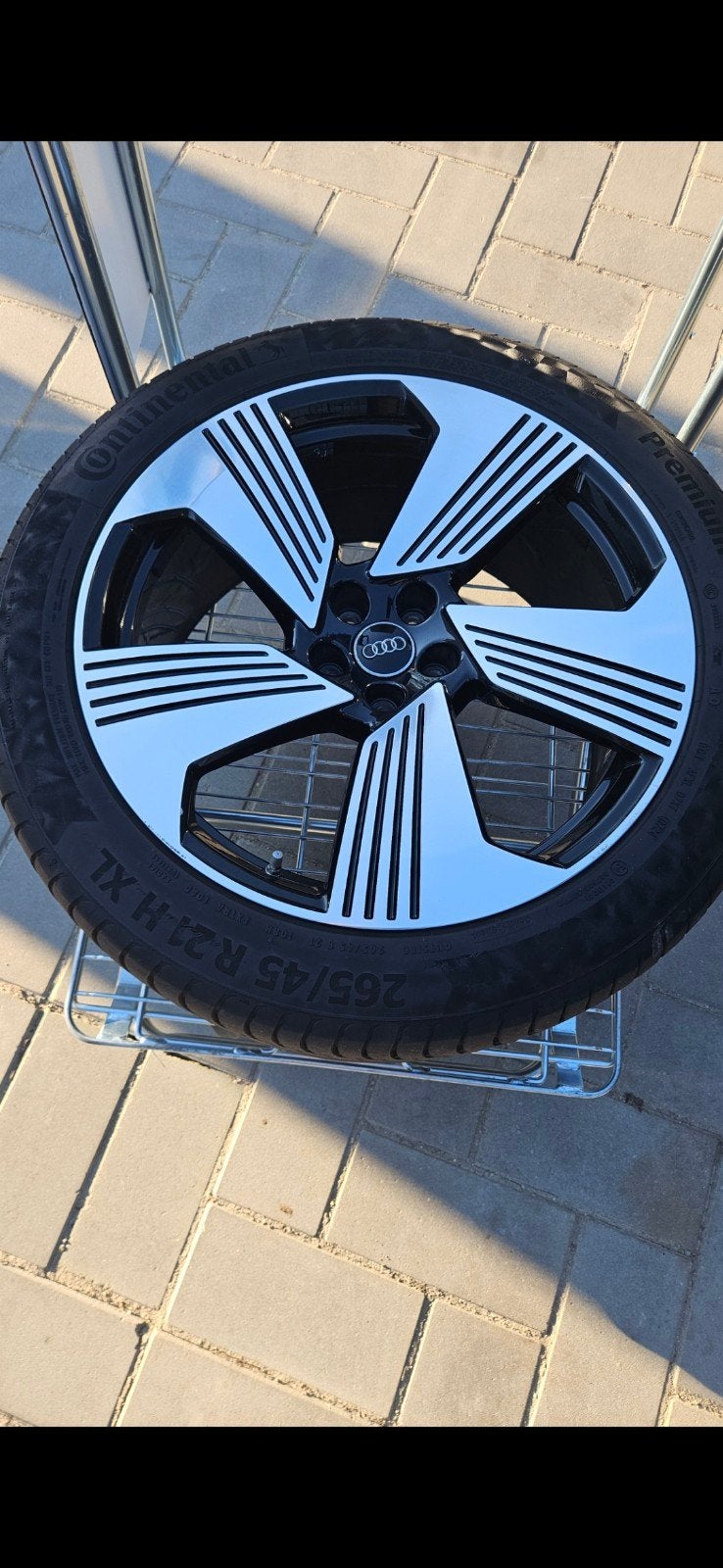 Originele Audi E-tron 21 inch velgen met zomerbanden, Ophalen, Gebruikt, 265 mm, Banden en Velgen