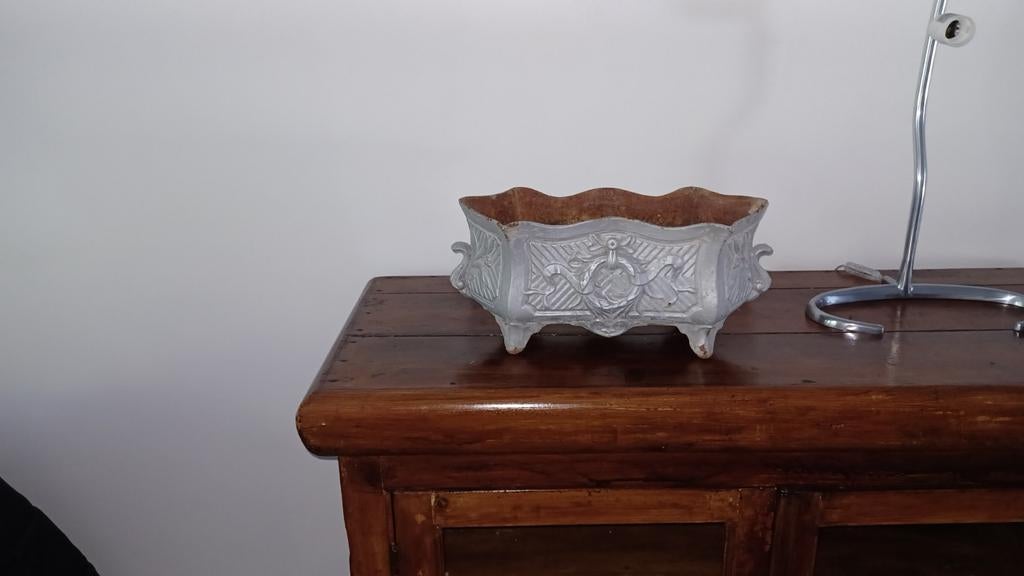 PRACHTIGE gietijzeren franse Jardiniere grijs/zilver, Ophalen of Verzenden, Gebruikt