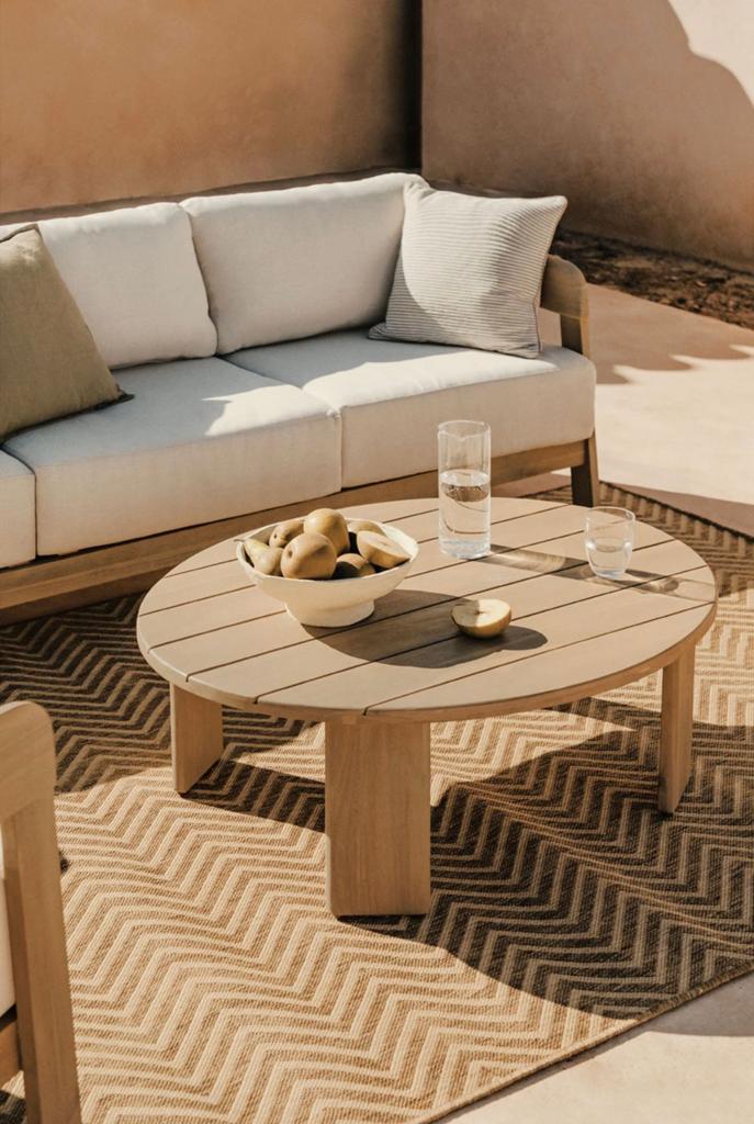 Ovale tuintafel 100x80 cm van acaciahout, Ophalen of Verzenden, Zo goed als nieuw, Teakhout