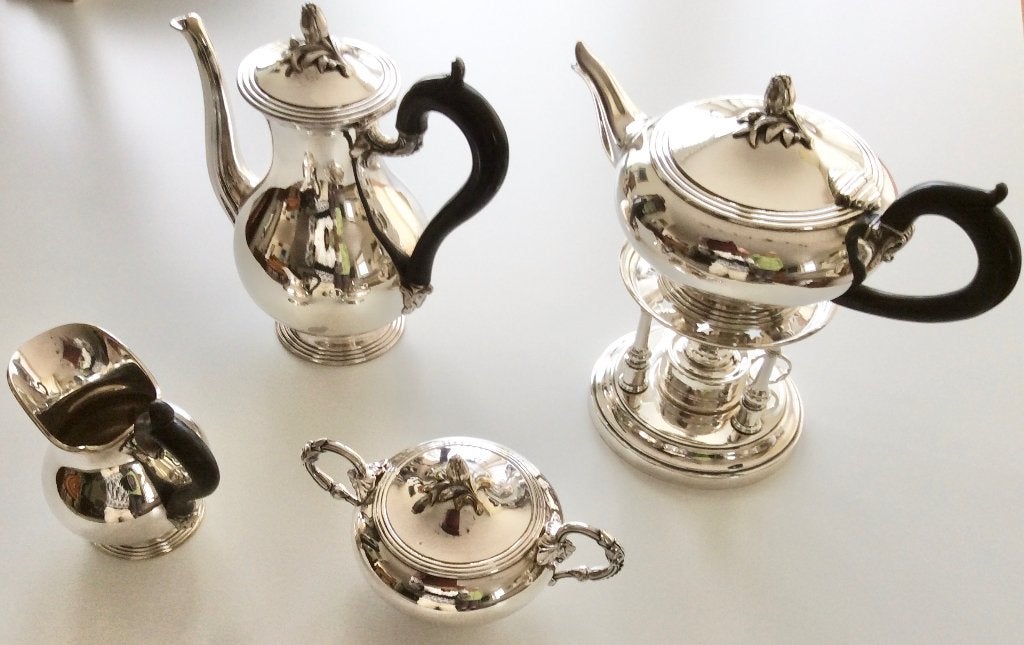 Christofle koffie- en theeservies met komfoor, ca. 1900, Ophalen of Verzenden