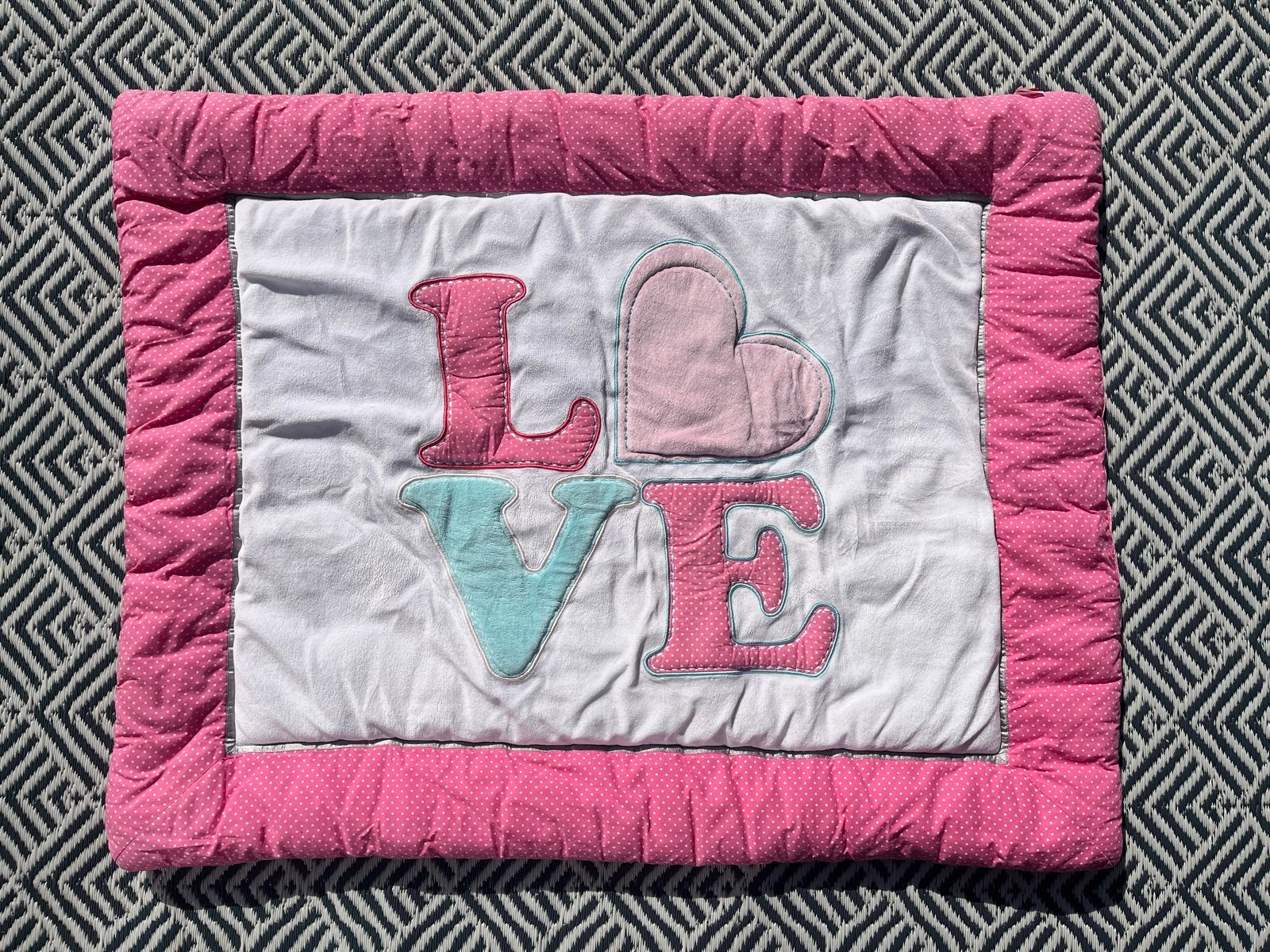 Boxkleed Prenatal 'LOVE' roze/wit, Ophalen of Verzenden, Gebruikt, Rechthoekig, Boxkleed