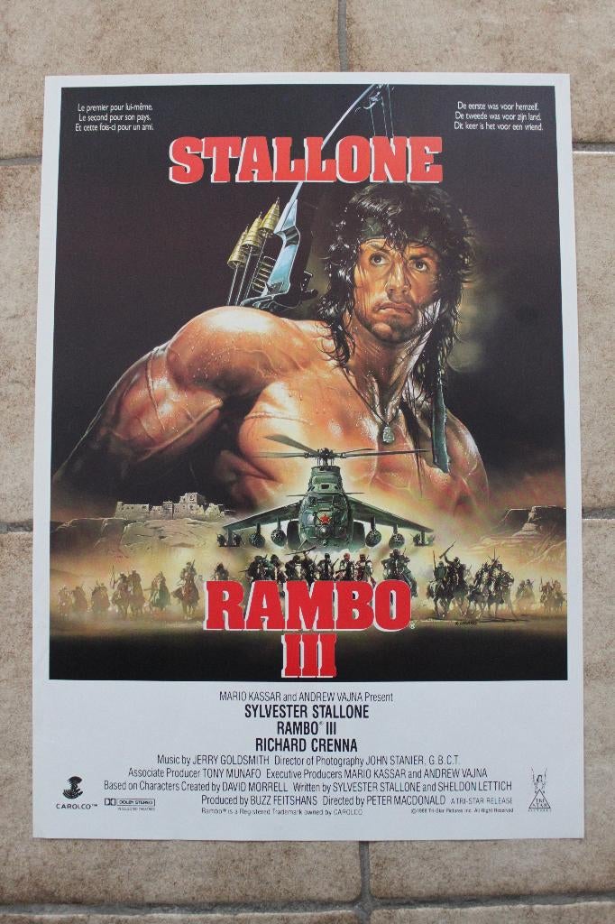 filmaffiche Sylvester Stallone Rambo 3 filmposter, Verzamelen, Rechthoekig Staand, Ophalen of Verzenden, Zo goed als nieuw, A1 t/m A3