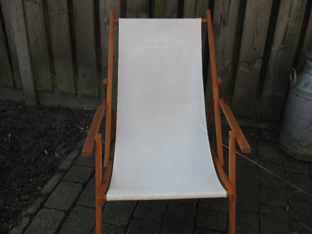 Vintage verstelbare ligstoel., Tuin en Terras, Ophalen, Gebruikt, Inklapbaar