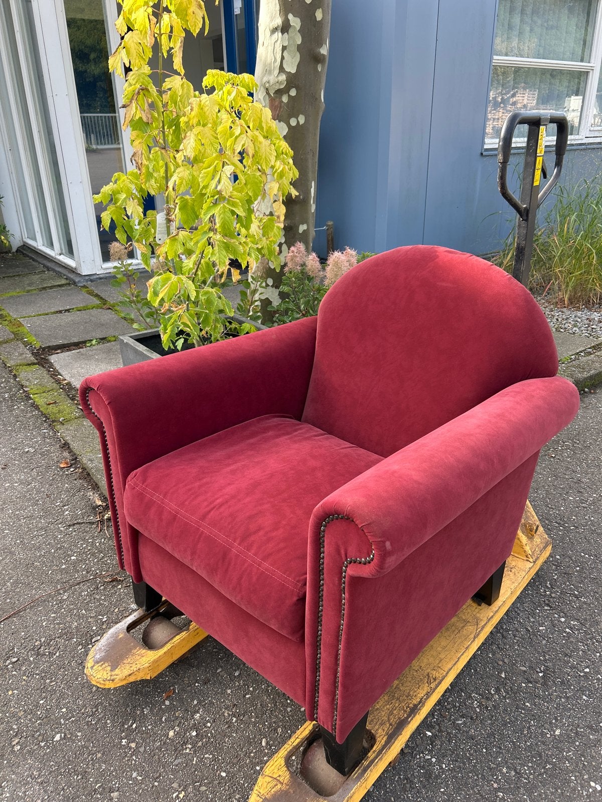 Comfortabele fauteuil met velours bekleding - Rood, Ophalen, Gebruikt, Rood, Eén