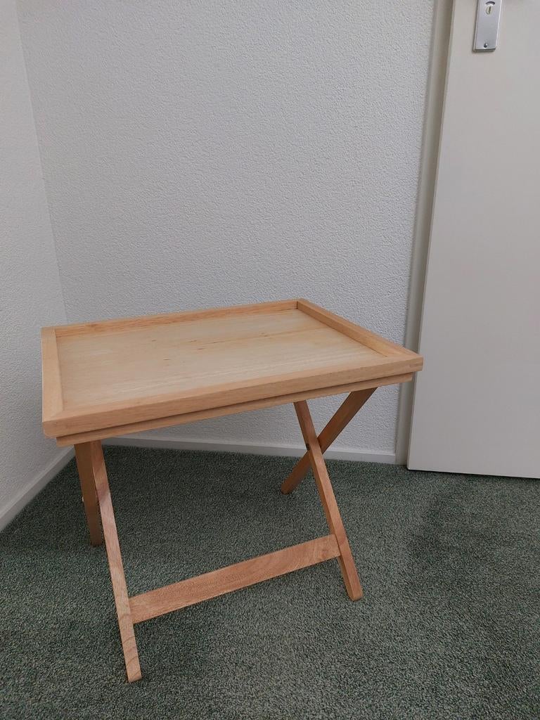 Houten bijzettafel / dienbladtafel - inklapbaar, 45 tot 60 cm, Gebruikt, Praktisch, Inklapbaar, Rechthoekig