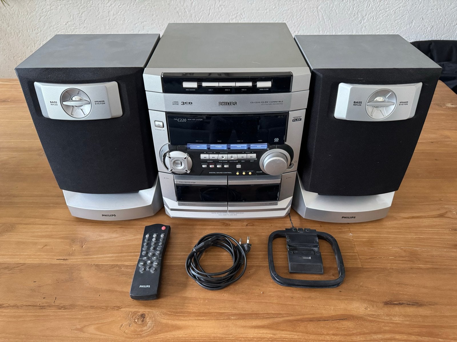Philips CD Wisselaar (3 CD's en dubbel cassettedeck), Audio, Tv en Foto, Stereo-sets, Ophalen, Philips, Gebruikt, Cassettedeck