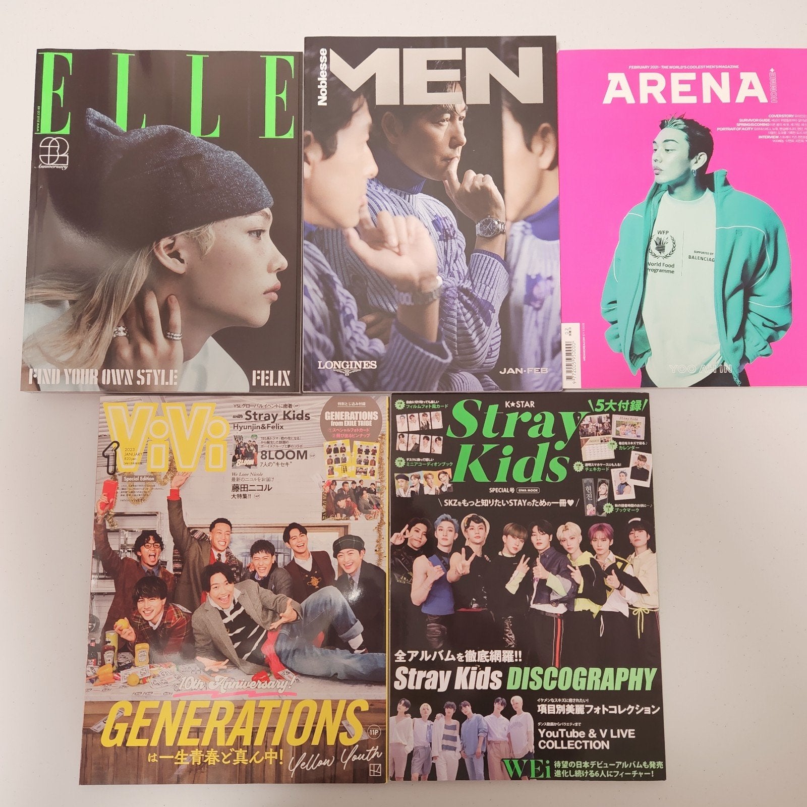 5 Stray Kids magazines ELLE Korea Felix Hyunjin Noblesse, Ophalen of Verzenden