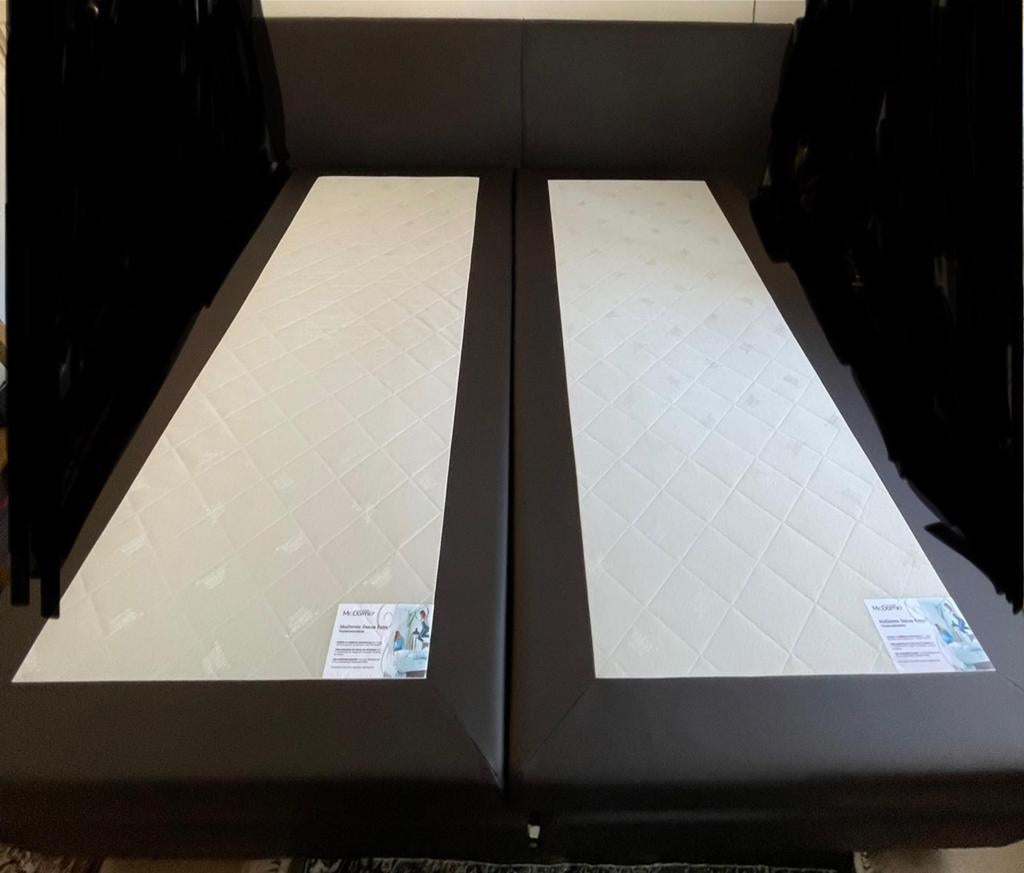 Bruine boxspring 180/200 met topper, Ophalen, Zo goed als nieuw, Tweepersoons, 180 cm