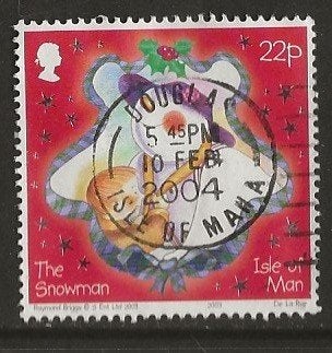 Eiland Man 82, sneeuwman voor Berix, Verzenden, Gestempeld