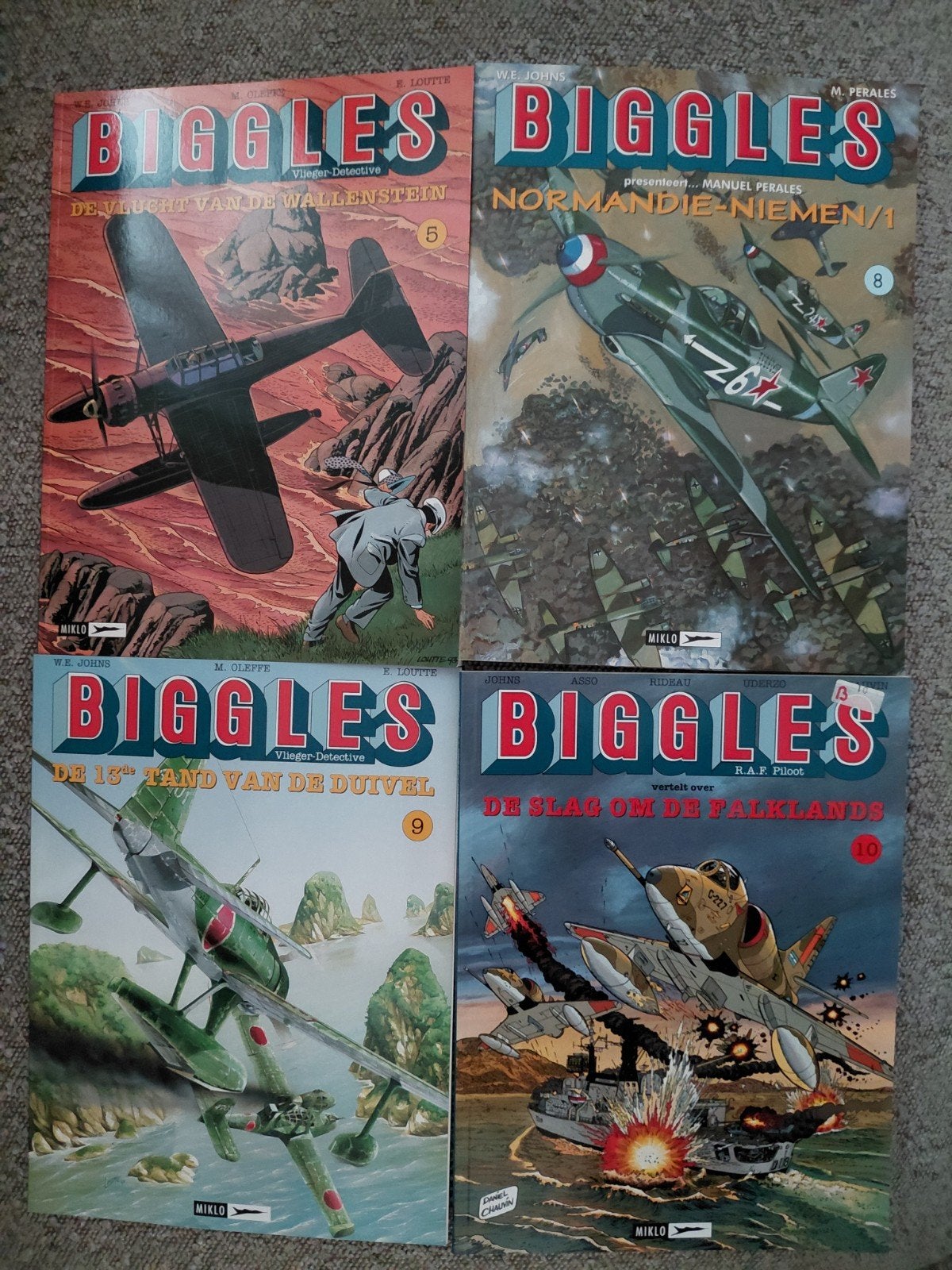 10 stuks Biggles - Miklo uitgeverij., Meerdere stripboeken, Ophalen of Verzenden, Gelezen