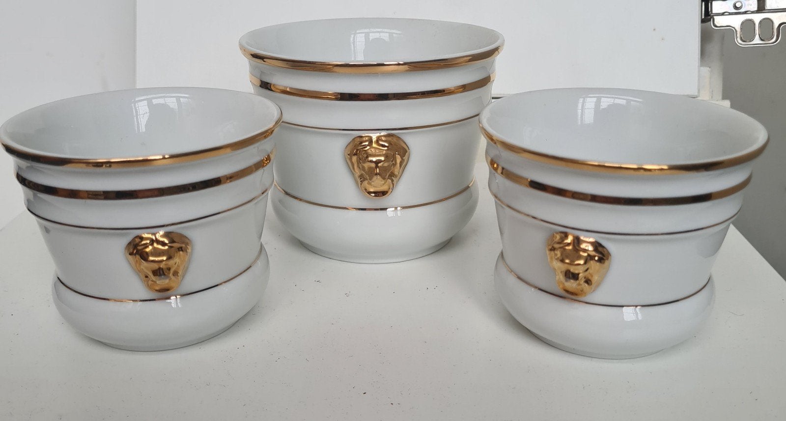 Set van 3 Royal Tettau bloempotten met gouden details, Ophalen of Verzenden
