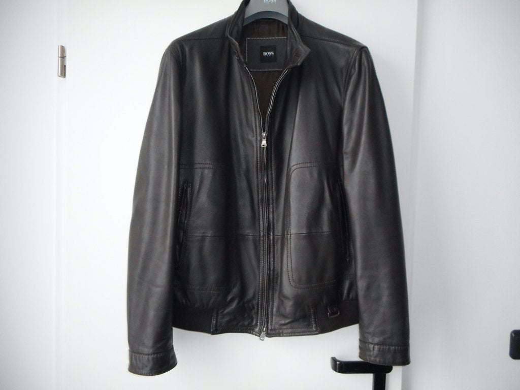 Boss donderbruin lederen jack maat XL, Kleding | Heren, Jassen | Winter, BOSS, Bruin, Maat 56/58 (XL), Ophalen of Verzenden