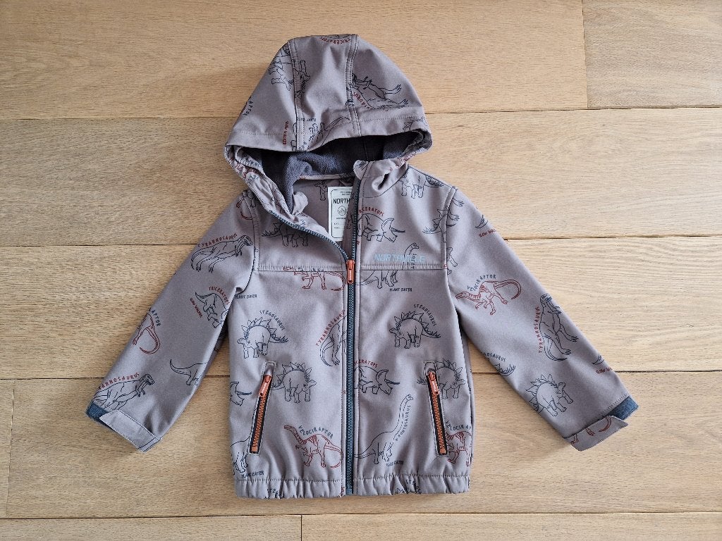 Softshell jas bruin dino’s maat 110, Ophalen of Verzenden, Gebruikt, Jongen, Jas