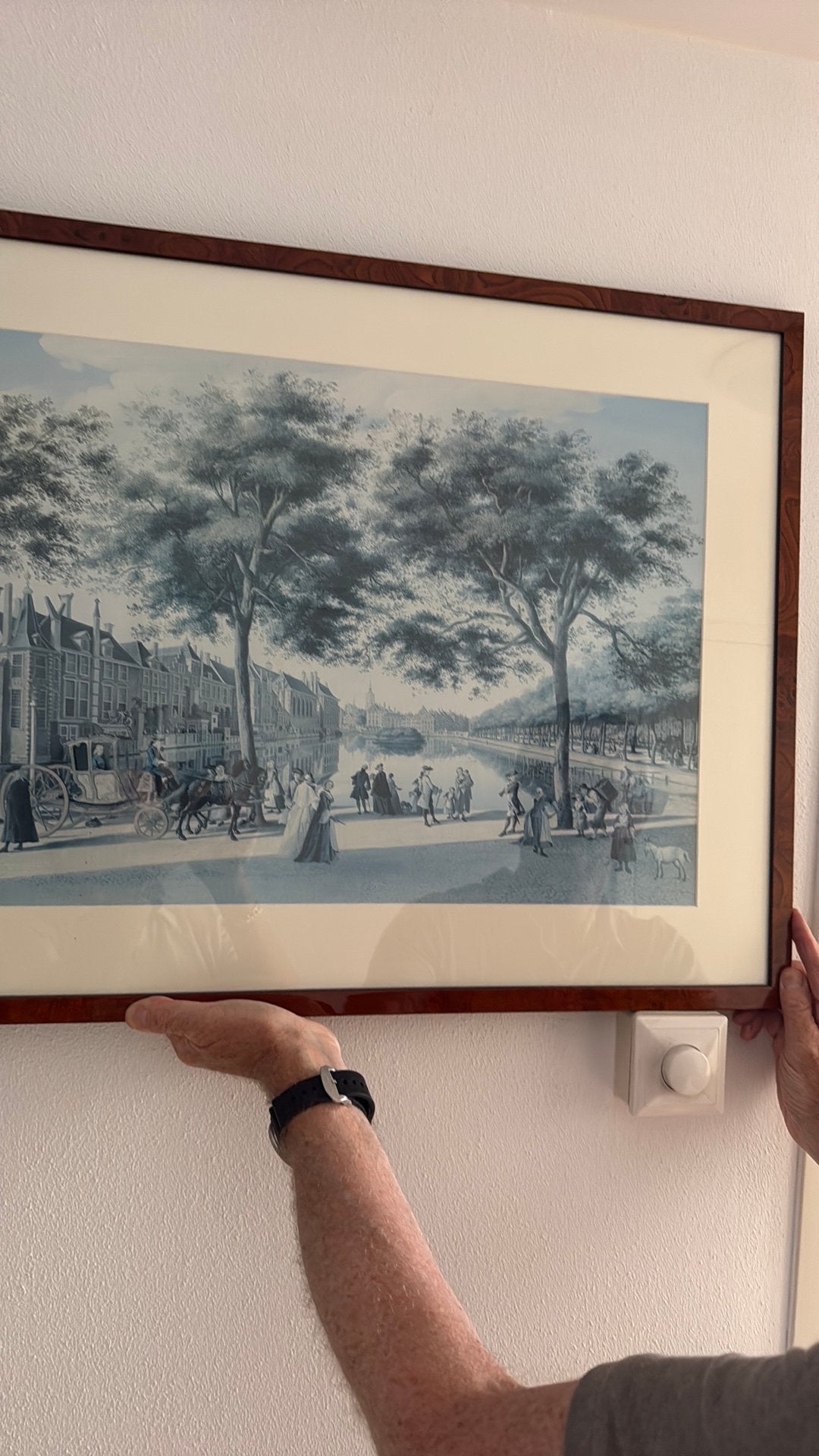 Oude prent Hofvijver Den Haag rond 1760, Ophalen