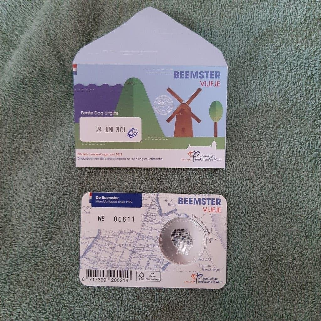 2019 Coincard Beemster Vijfje (1e Dag)., Ophalen of Verzenden, Overige landen, 5 euro, Setje