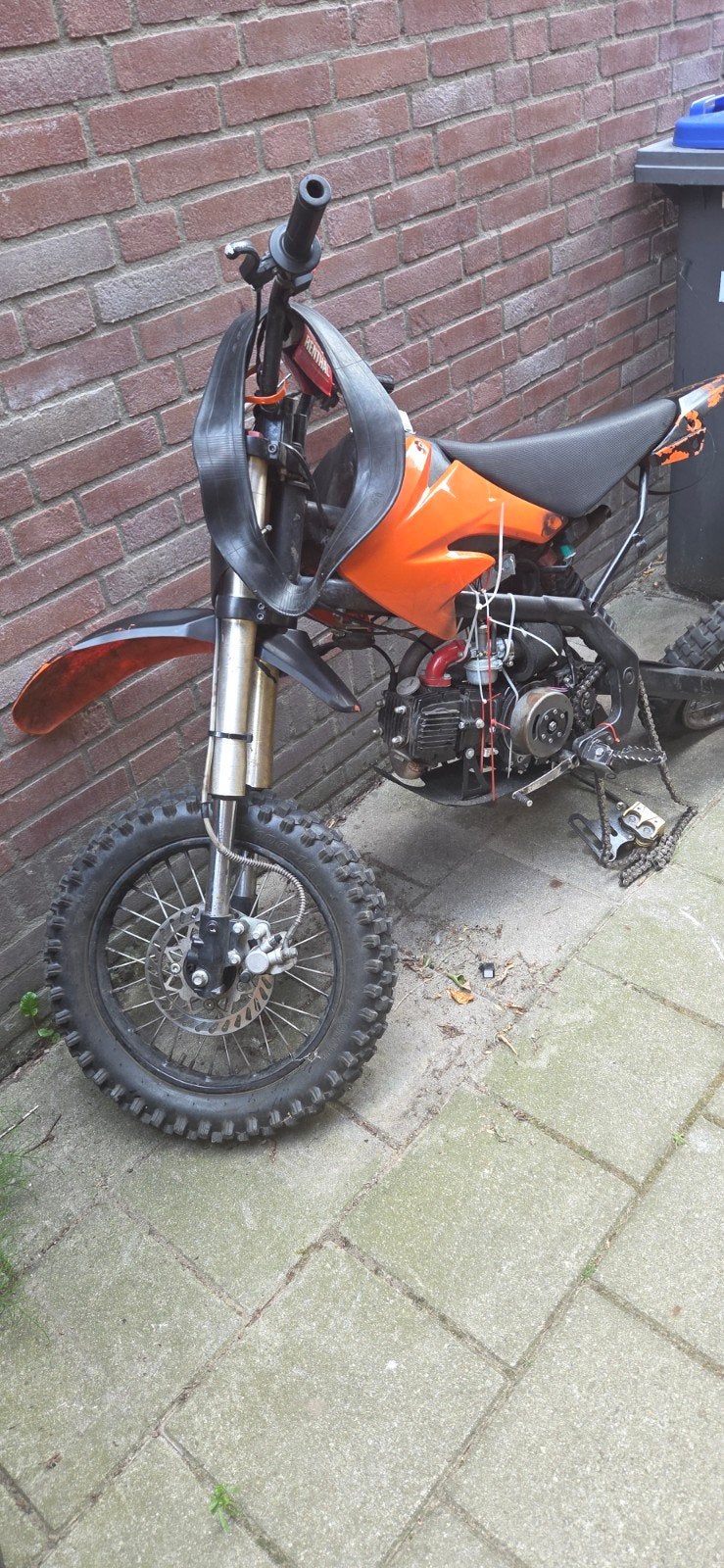 Pitbike 125cc - Oranje/Zwart - Opknapper, Fietsen en Brommers, Minibikes, Midibikes en Pitbikes, Gebruikt, Onbekend, Ophalen of Verzenden