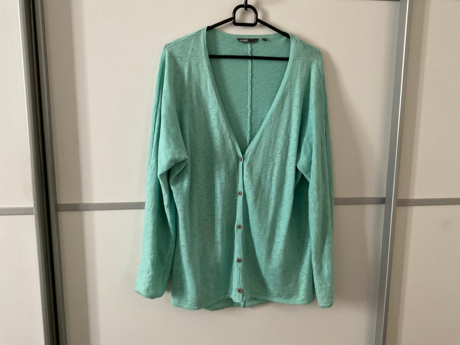Mintgroen damesvest Great Looks, katoen/linnen, maat 44, Kleding | Dames, Ophalen of Verzenden, Zo goed als nieuw, Maat 42/44 (L)