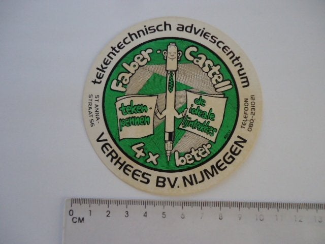 sticker oud Faber Castell pen vulpen tekeenpen verhees nijme, Verzenden, Zo goed als nieuw, Bedrijf of Vereniging