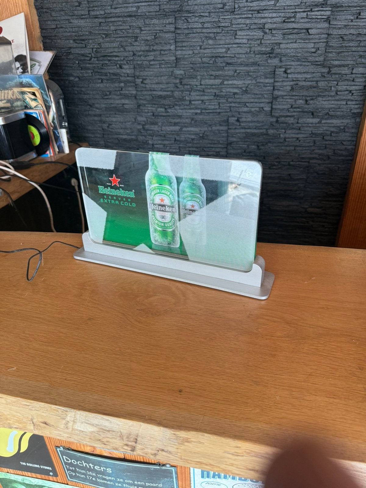 Licht reclame heineken extra cold, Verzamelen, Biermerken, Ophalen, Gebruikt, Reclamebord, Plaat of Schild, Heineken