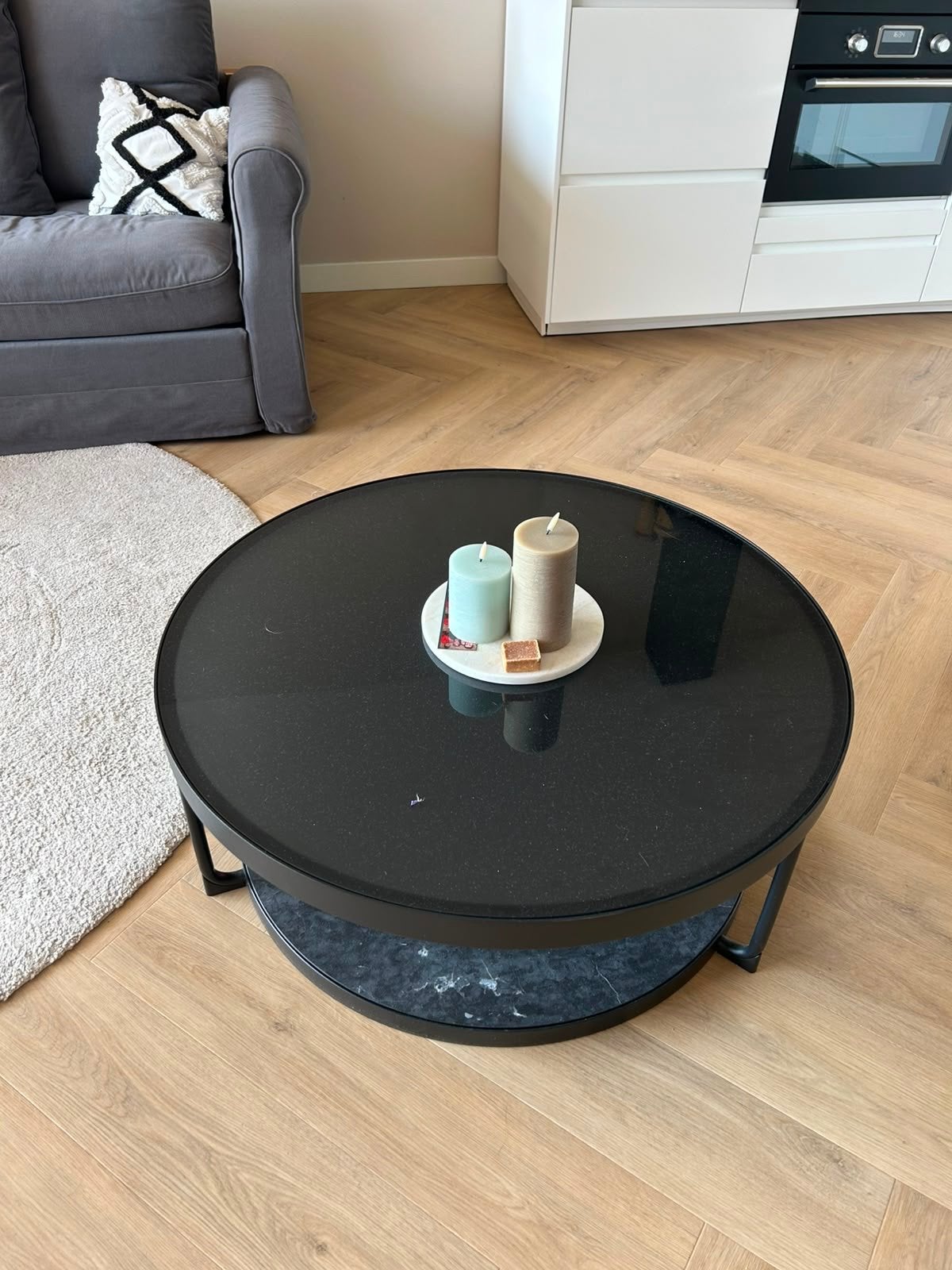 IKEA Salontafel - Rond, Zwart, Rond, Zo goed als nieuw, Metaal, 5 – 50