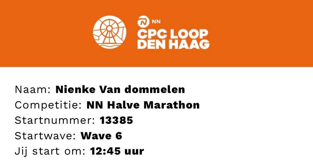 Startbewijs CPC halve marathon, Tickets en Kaartjes, Sport | Overige, Eén persoon, Maart