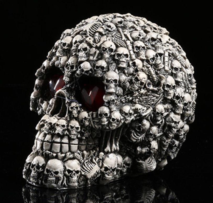 Doodskop Met Led Lampen / Skull Schedel Beeld Decor Horror, Verzenden, Nieuw, Overige typen