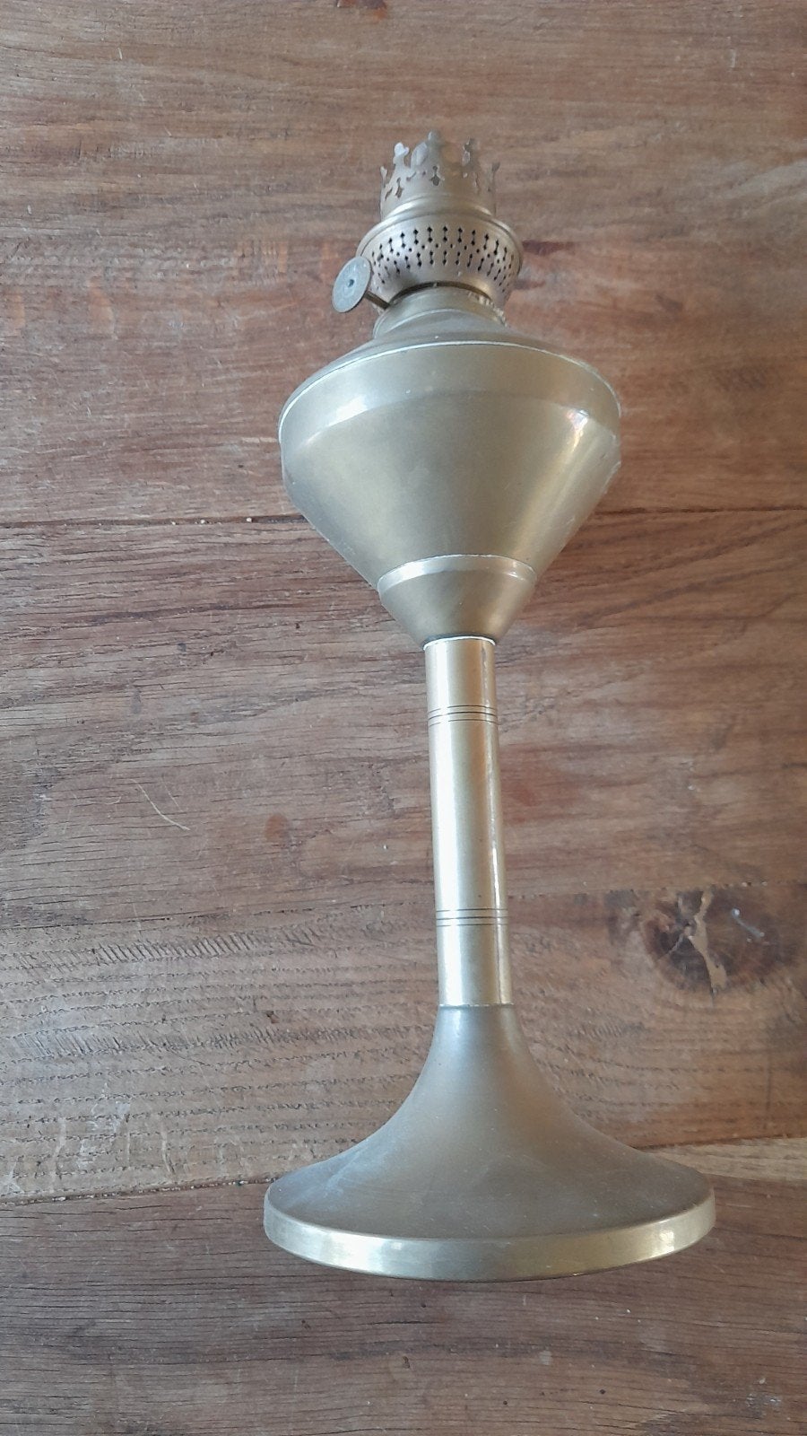 Oude olielamp geel koper - niet compleet, Antiek en Kunst, Ophalen of Verzenden