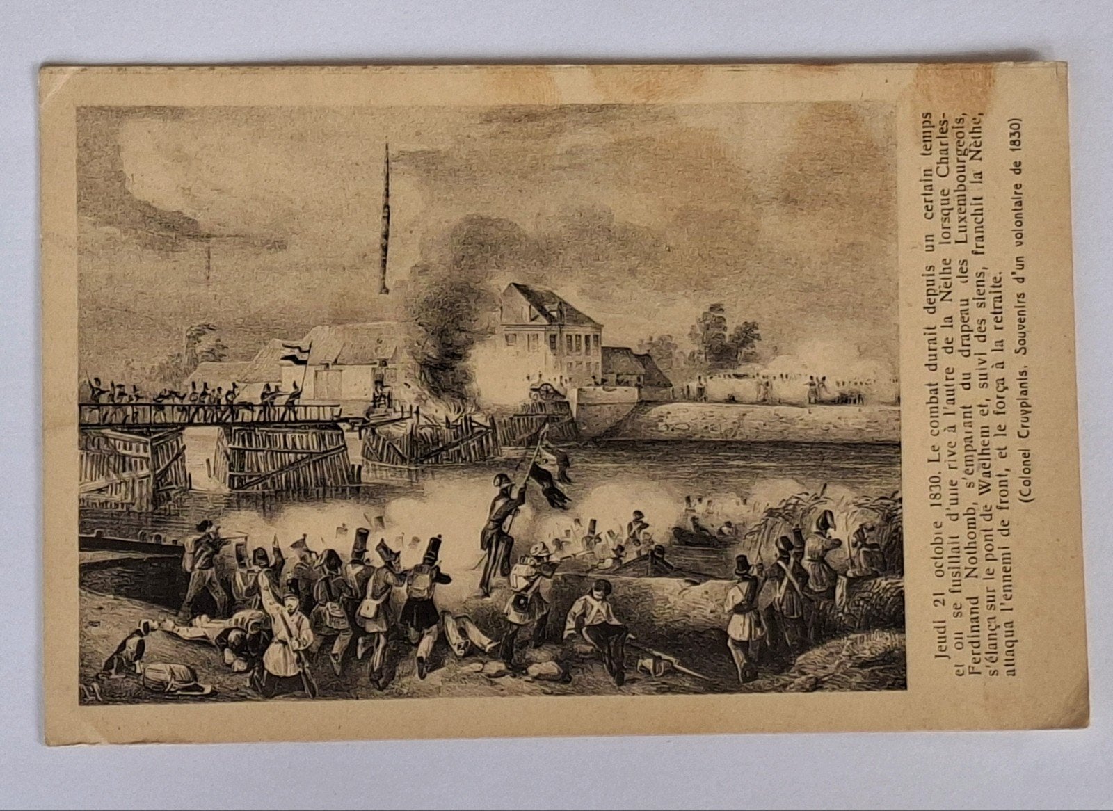 Ansichtkaart- Belgischse Revolutie- Walem- slag- brug- 1830, Ophalen of Verzenden, 1920 tot 1940, Gelopen, Politiek en Historie