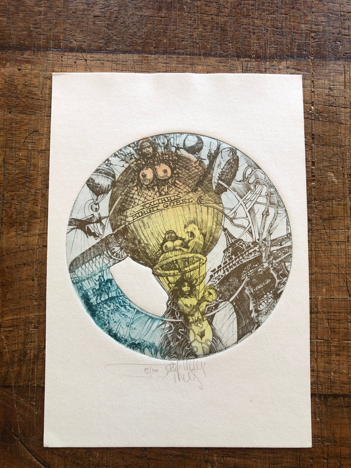 Ex Libris Birgit Göbel - Gesigneerde Ets (8/100), Mythologie, Ophalen of Verzenden, 1950 - 1999, Genummerd