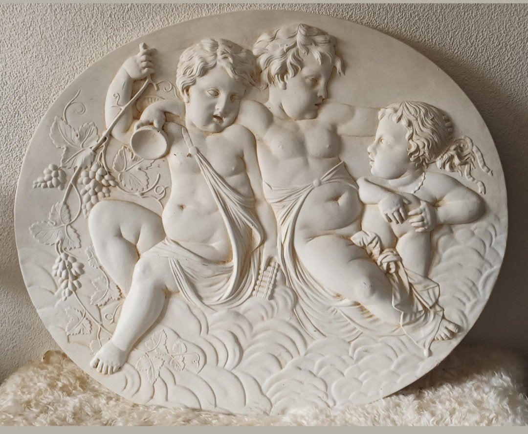 Gipsen Wandornament met Putti Engelen - Klassieke Decoratie, Ophalen