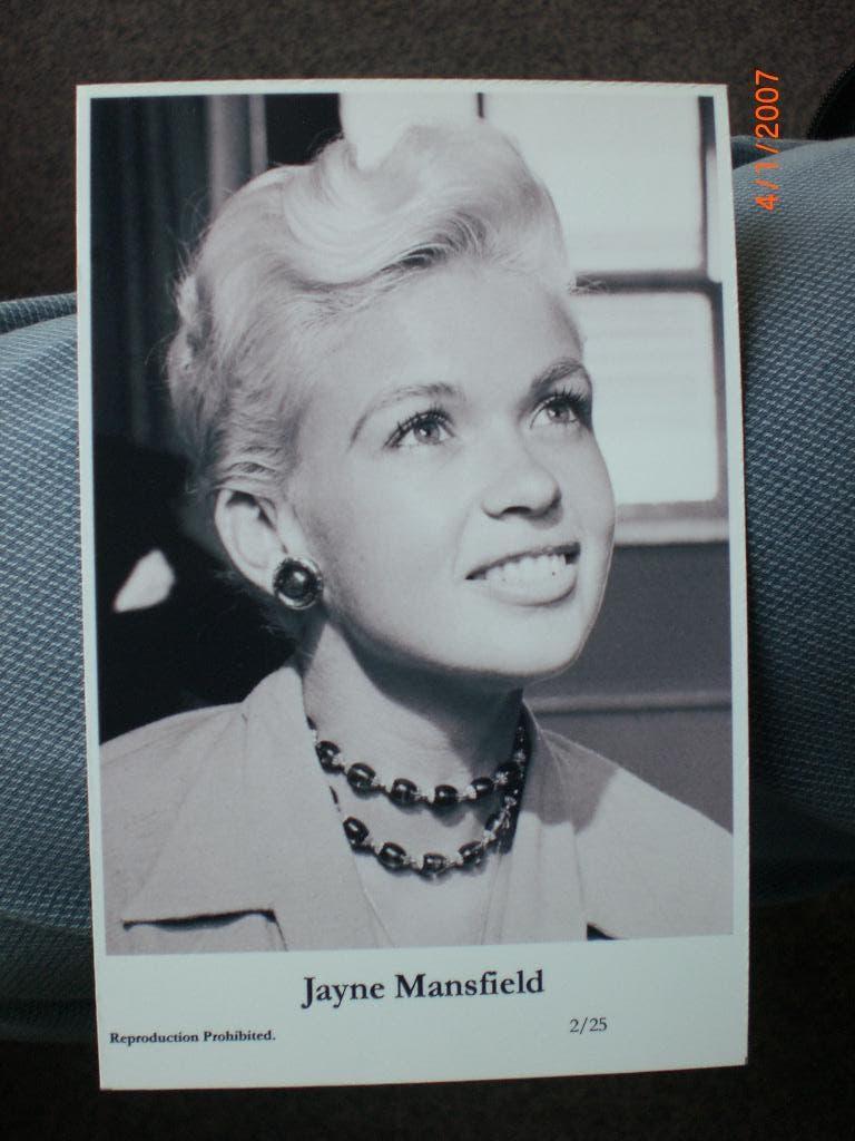 kaart Jayne Mansfield 2, Verzamelen, Ophalen of Verzenden, 1980 tot heden, Ongelopen, Sterren en Beroemdheden