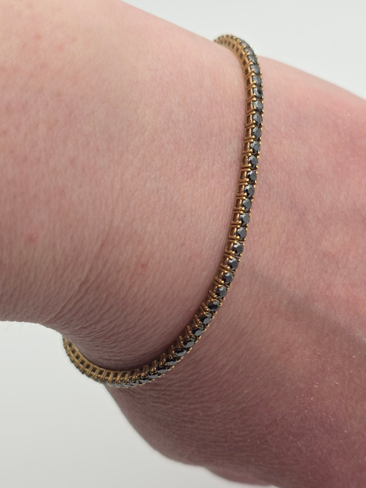 18kt yellow gold Tennis bracelet with black diamonds 3ct, Sieraden, Tassen en Uiterlijk, Armbanden, Ophalen of Verzenden, Nieuw