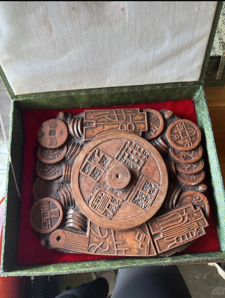 Chinese antique brownze, Placemat, Metaal, Zo goed als nieuw, Met houder