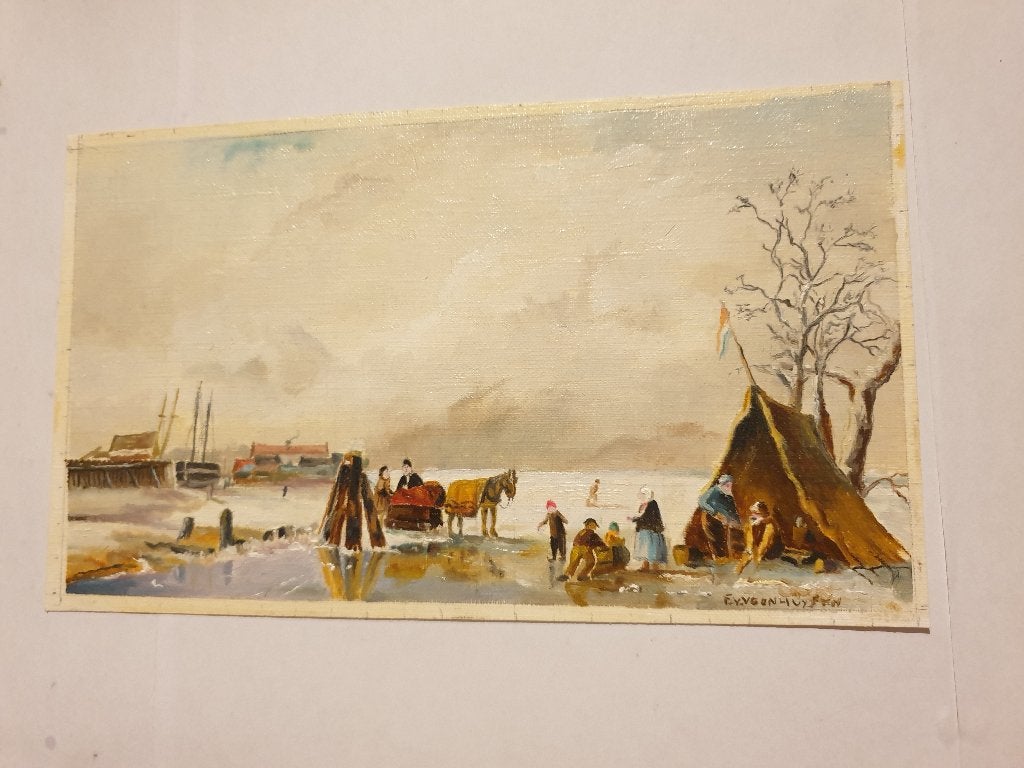 0194 f.v.veenhuysen - winterlandschap 23.5X14cm, Verzenden