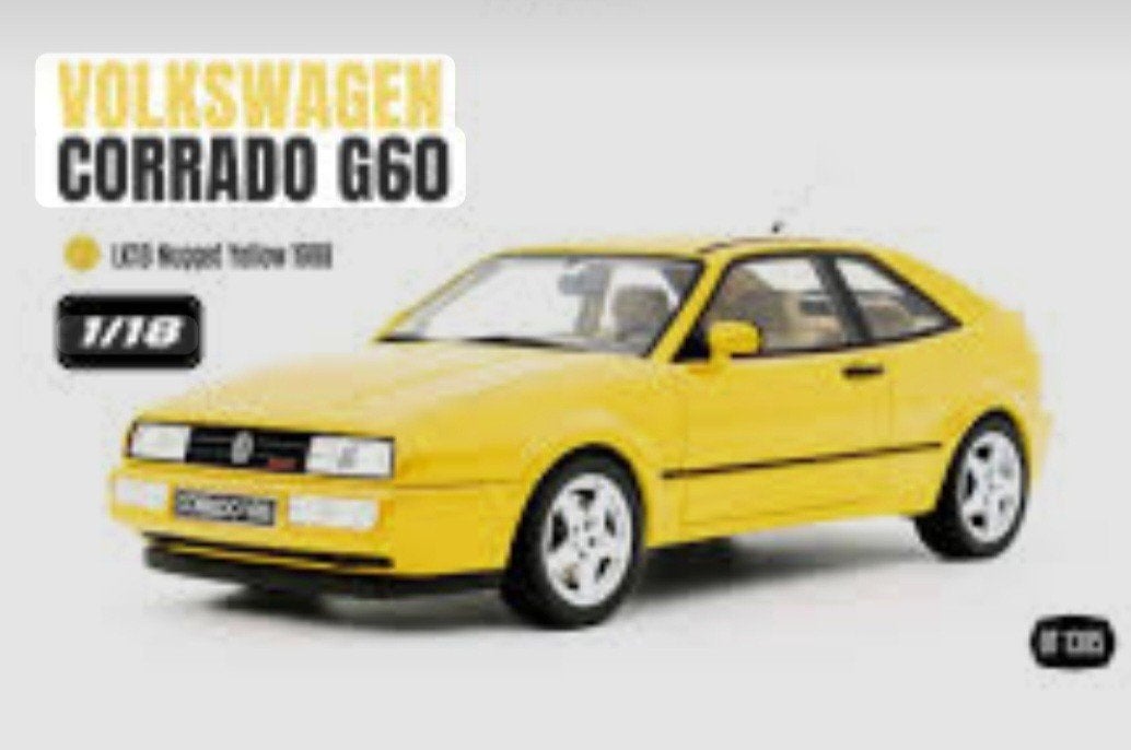 1:18 Volkswagen Corrado G60 Coupé uit 1988 Geel Ottomobile, Hobby en Vrije tijd, Ophalen of Verzenden, Nieuw, Auto, OttOMobile