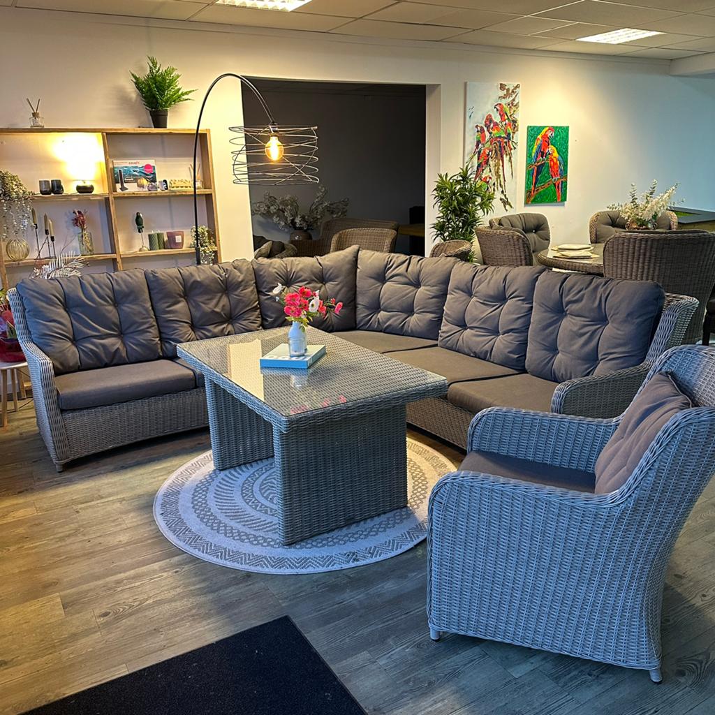 XL wicker loungeset / tuinset – Hoekbank + fauteuil + tafel, Verzenden, ., Zo goed als nieuw, .