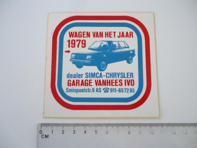 sticker 1979 Simca Chrysler auto oldtimer garage v hees ivo, Verzenden, Zo goed als nieuw, Auto of Motor