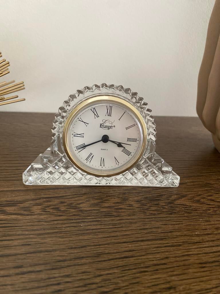 Elegante Erlanger Quartz Kristallen Tafelklok, Verzenden, Zo goed als nieuw