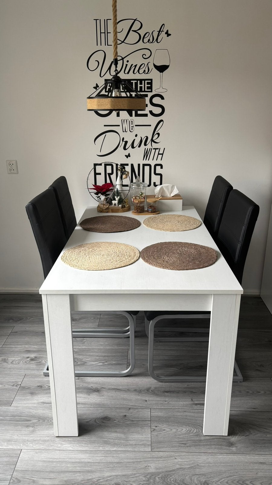 Mooi tafel met 4 stoelen, Huis en Inrichting, Tafels | Eettafels, Ophalen, Zo goed als nieuw, Rechthoekig, 50 tot 100 cm