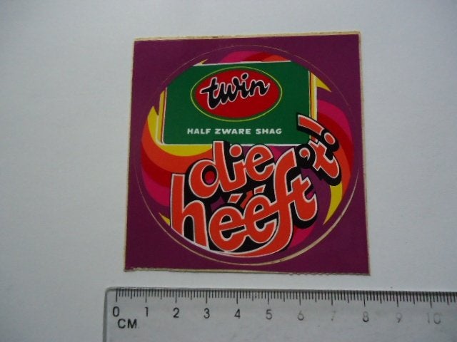 sticker oud TWIN shag sigaret tabak retro heeft t, Verzenden, Zo goed als nieuw, Bedrijf of Vereniging