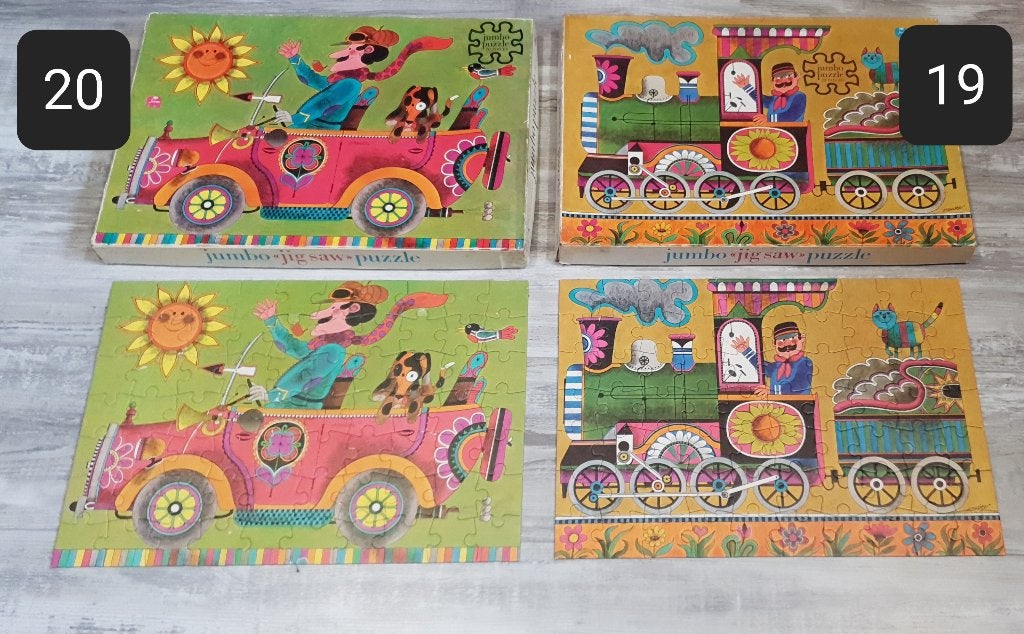 Jumbo Puzzels Trein & Auto - 70 stukjes (2 stuks), Ophalen of Verzenden, Meer dan 50 stukjes, Gebruikt, 4 tot 6 jaar