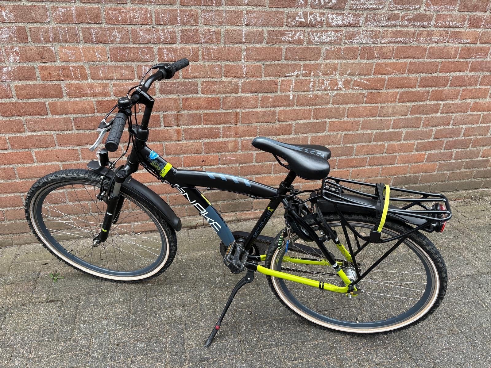 Snake kinderfiets 26 inch  - Zwart/Neon Geel, Gebruikt, Velgrem, Versnellingen, Minder dan 49 cm