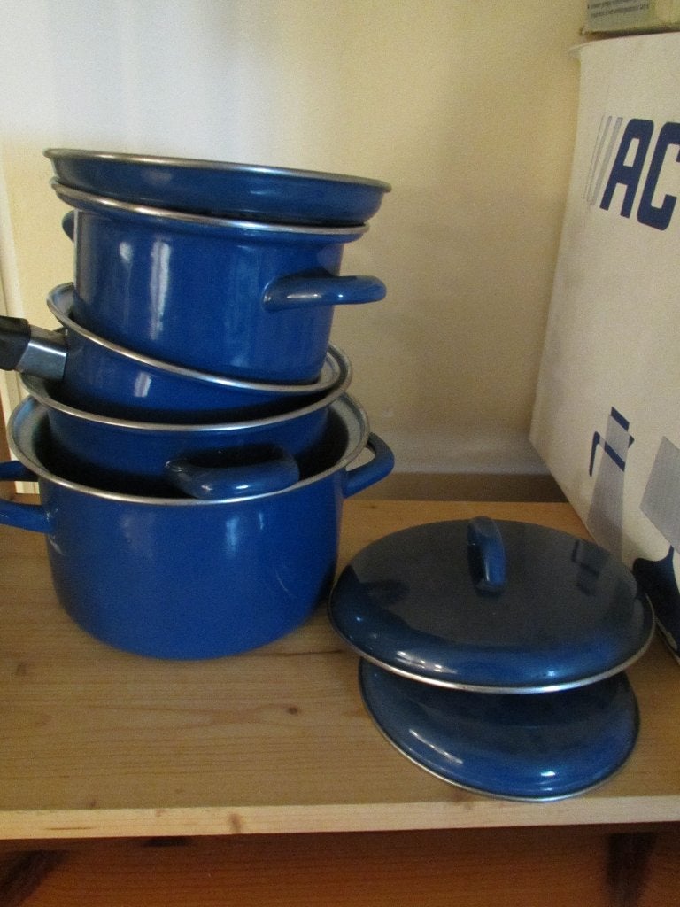 pannen, Huis en Inrichting, Keuken | Potten en Pannen, Gebruikt, Met deksel, Pannenset, Ophalen of Verzenden