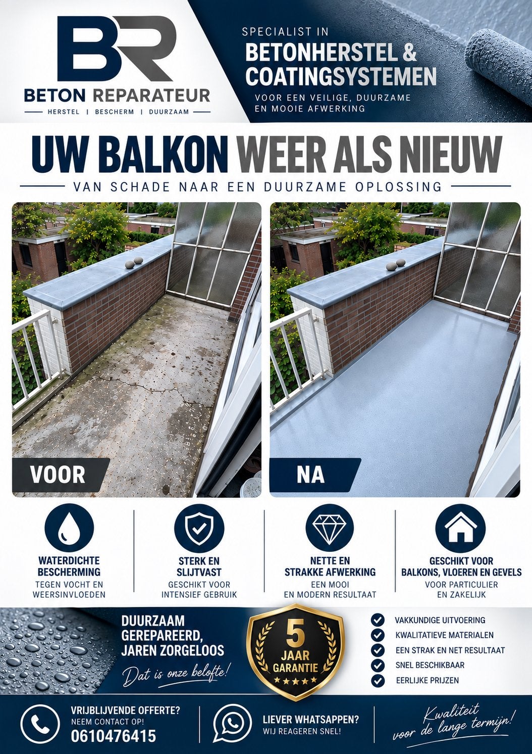 Balkoncoating | Uw balkon weer als nieuw | 5 jaar garantie