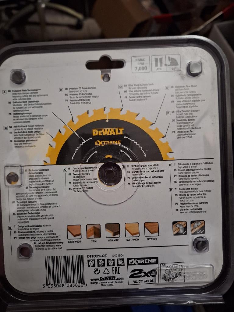 Dewalt DT10624 Cirkelzaagblad zaagbladen zaagblad. 165mm, ., Nieuw, Ophalen of Verzenden, .