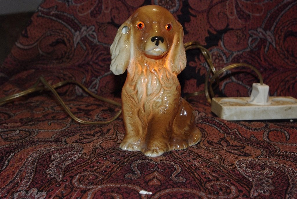 Vintage Cocker Spaniël lampje - Keramiek en diverse lampjes, Overige onderwerpen, Geglazuurd, Minder dan 20 cm, Ophalen of Verzenden