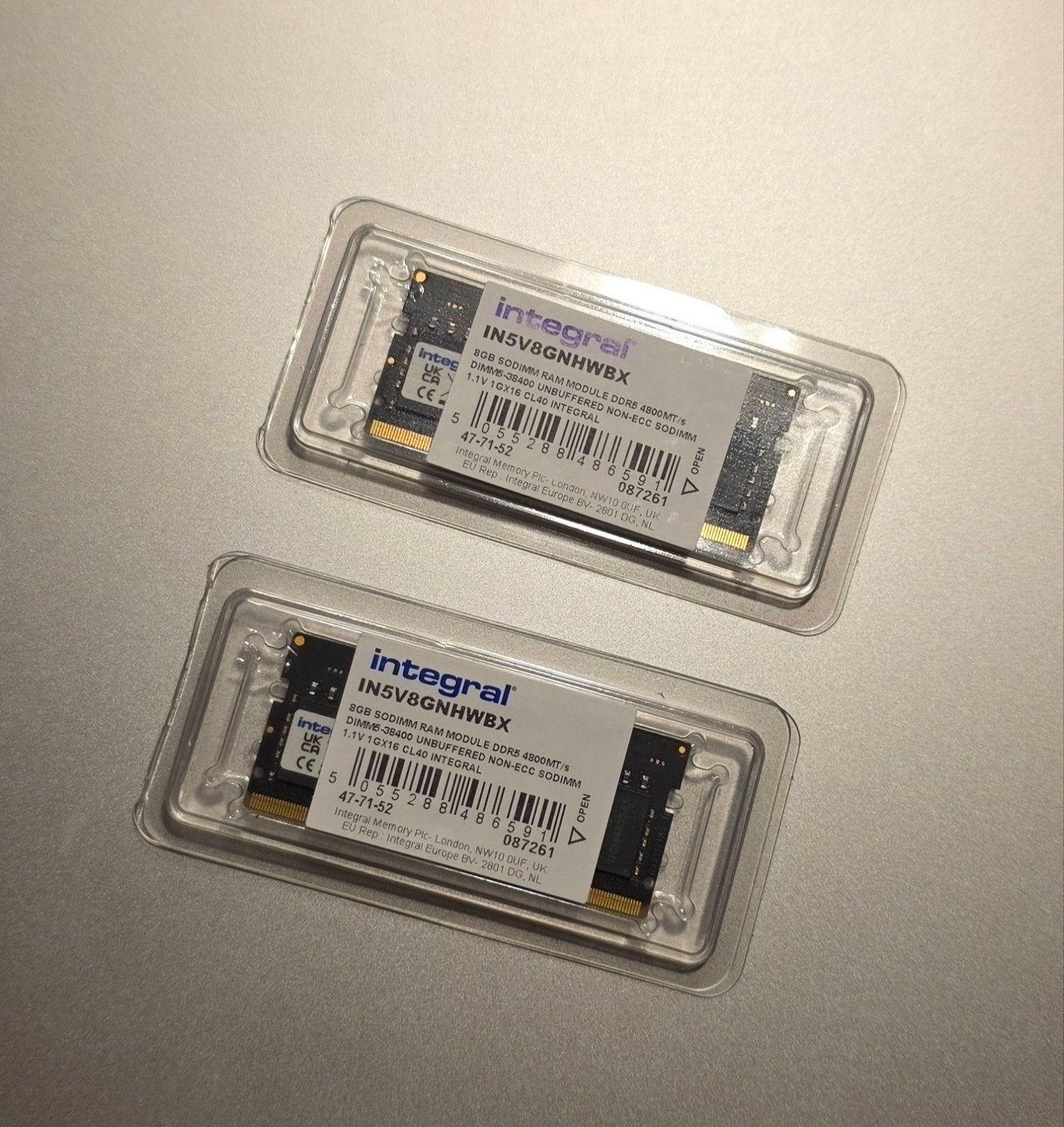 Integral 2x 8GB DDR5 RAM 4800MT/s SODIMM Laptop Geheugen, 8 GB, Nieuw, Ophalen of Verzenden, DDR5