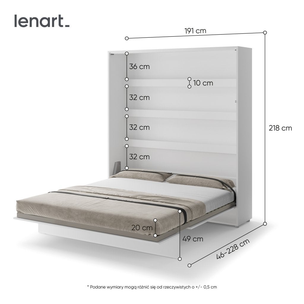Concept opklapbed verticaal - 180x200 - Wit hoogglans, Huis en Inrichting, Slaapkamer | Bedden, Niet ingevuld, Niet ingevuld, Niet ingevuld