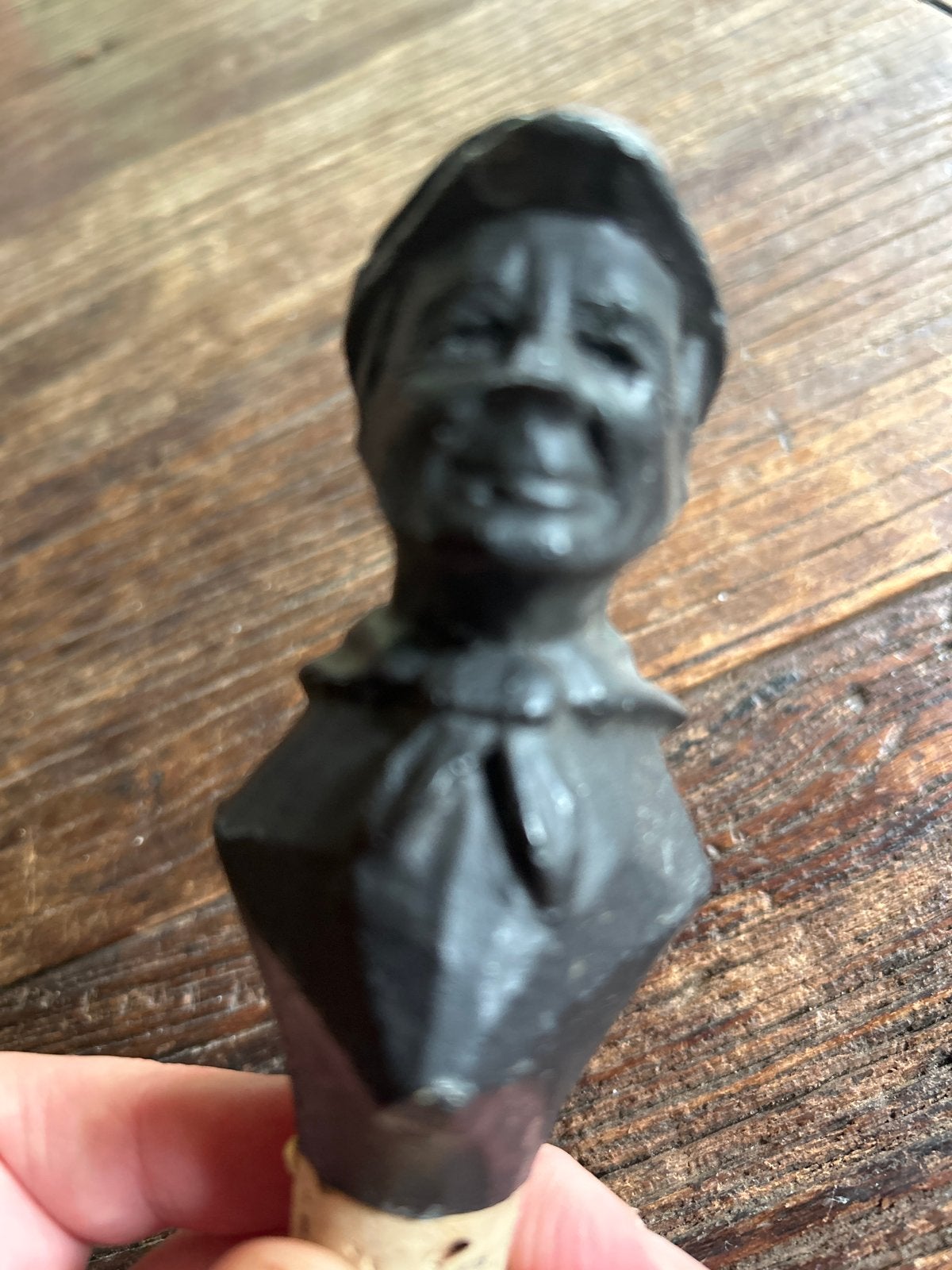 Vintage Wijnstopper met Hoofd van Man, Antiek en Kunst, Ophalen of Verzenden