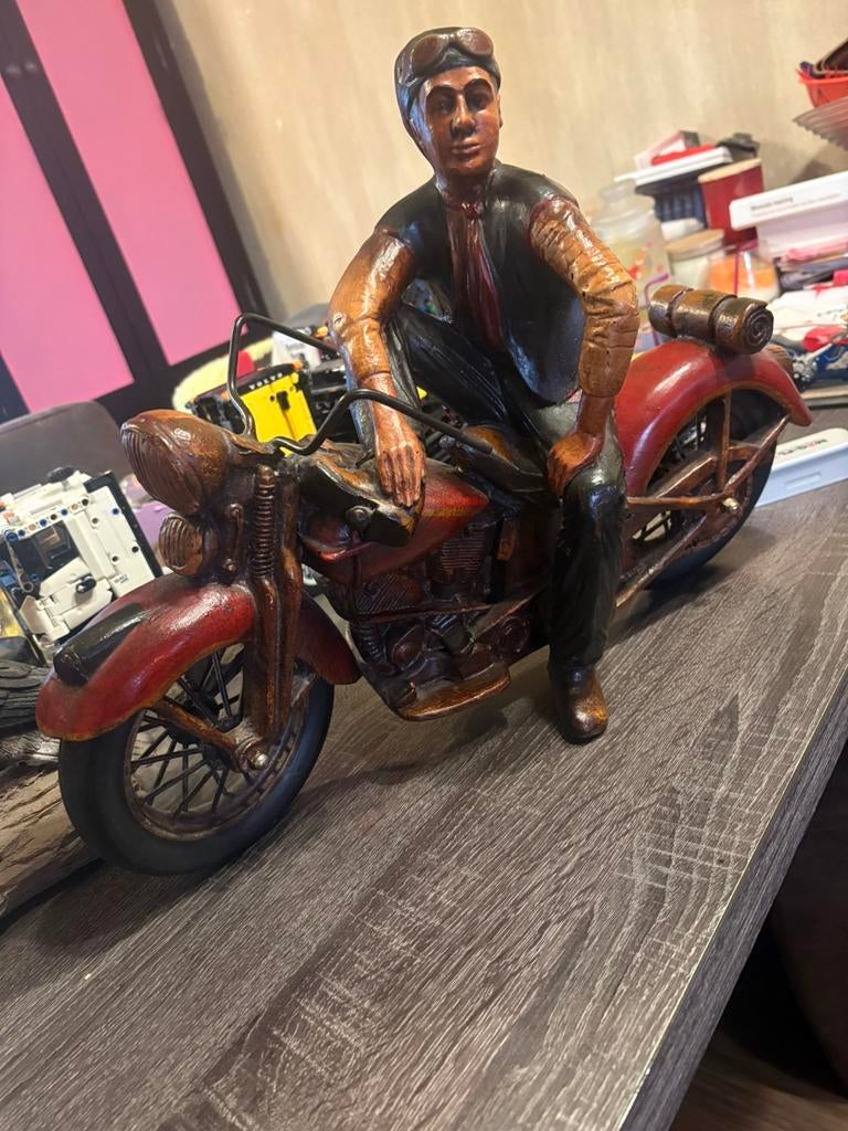mooie houten motor met rijder, Ophalen of Verzenden, Zo goed als nieuw